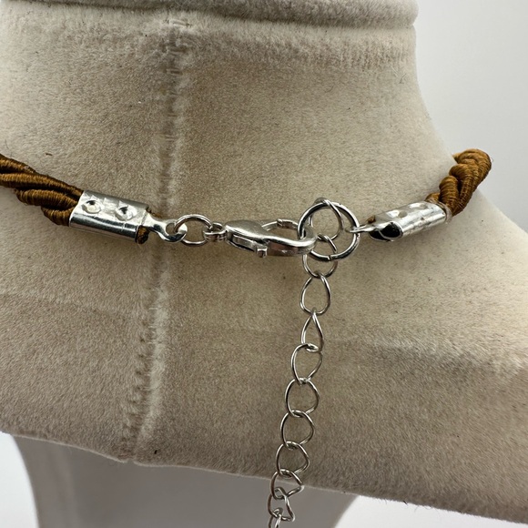 Coral Fossil Pendant Necklace on Brown Satin Polyester Rope - Picture 11 of 11